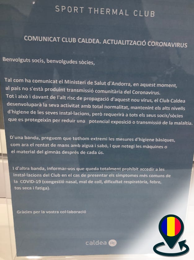 Caldea corona virus Andorra announcement