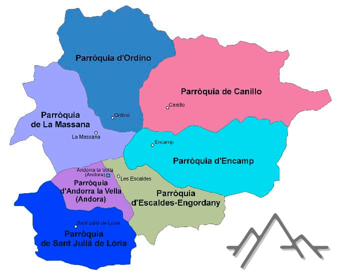 the 7 parishes of the Principality of Andorra